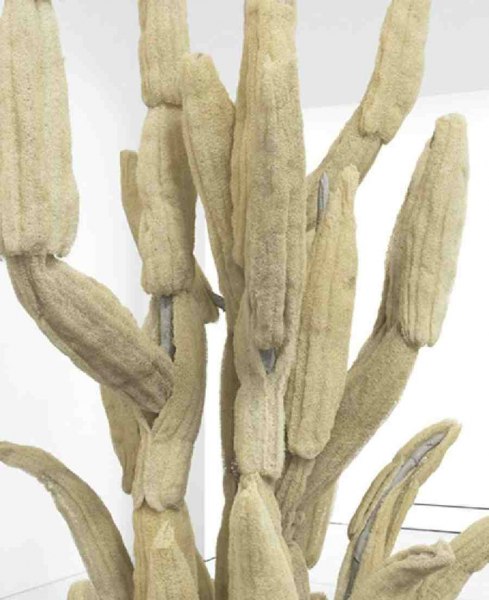 Oren Pinhassi, Cactus tree, 2017, steel, cement, burlap, Egyptian loofah, 155x165x247cm 