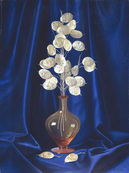 Alfredo Serri, Blue Argentaria, olio su tela, cm. 30x15