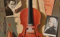 Alfredo Serri, Natura morta con violino e ocarina, olio su tela, cm. 60,5x40,5