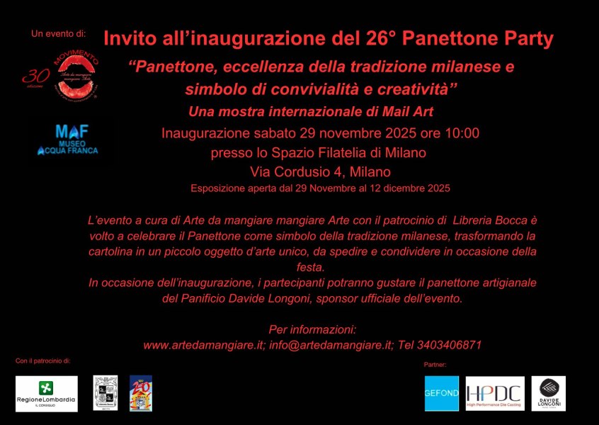 Panettone Party 2025 con una mostra al centro filatelico di Milano.