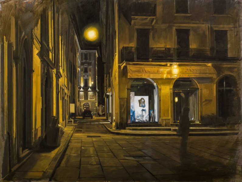 Opera "Notte gialla n.2", Nicola Nannini, 2019, olio su tela