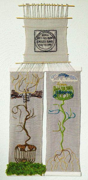 Luisa Lanarca, "Call back", 2025, tessitura a due licci con tecniche miste compiute durante la tessitura