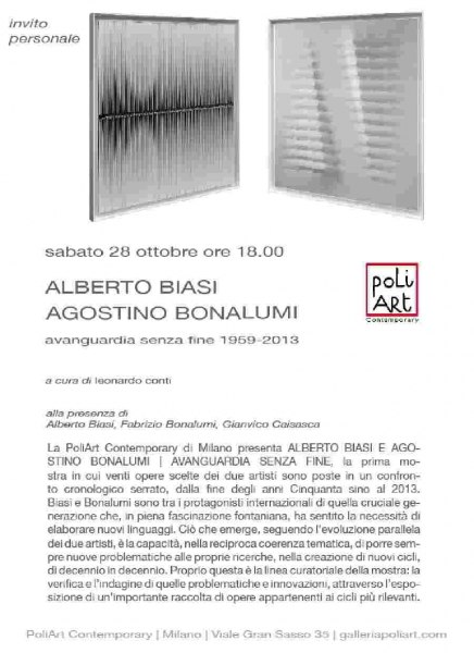 ALBERTO BIASI AGOSTINO BONALUMI avanguardia senza fine 1959-2013  a cura di Leonardo Conti