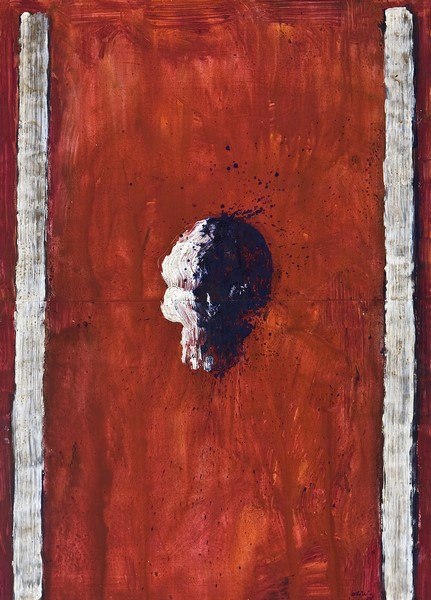 Bruno Olivi, Volto, 2006, acrilico su carta, cm. 140x100