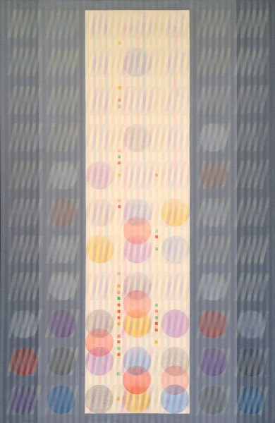 Carlo Nageroni, Centrale Elementi Scorrevoli, 1993, acrilico su tela, 108x70cm