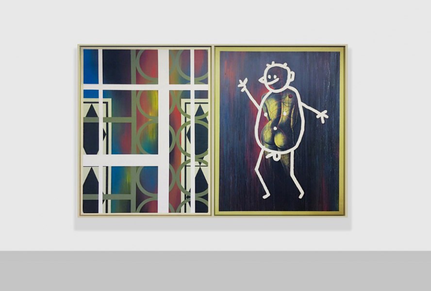 Selbstportrait aus der Serie der grossen Gefühle, 1985/1986, dyptich, acrylic on canvas, cm 205x310 (cm 200x150 each)