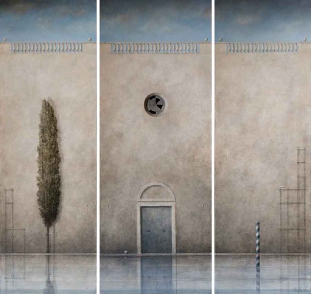 Ana Kapor, "Incanto d'acqua", 2018, trittico, olio su tela, cm. 90 x 95