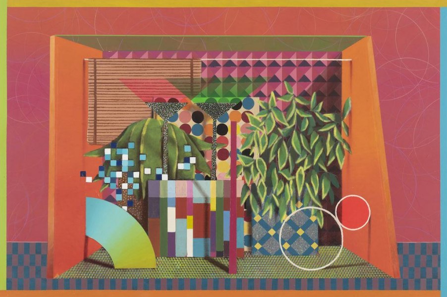 Luca Moscariello, "Orange rhapsody", vernice e olio su legno, 2018, cm 150x100