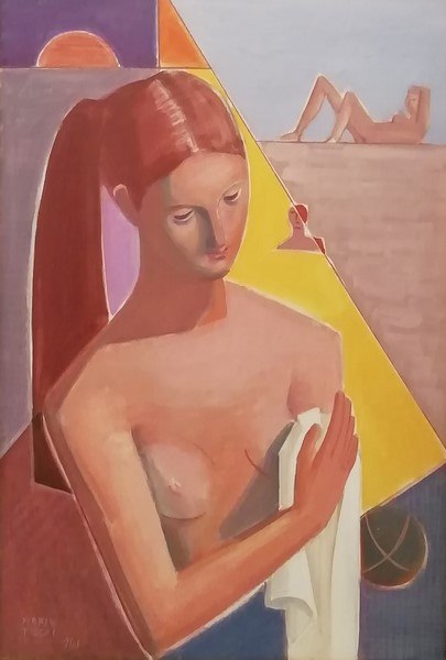 Mario Tozzi, Il dopobagno, 1961, olio su tela, cm. 80x54