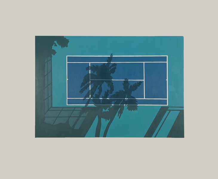 Mauro Baio "Court Blue Turquoise 1", 2021 - olio su tela, 115 x 140 cm