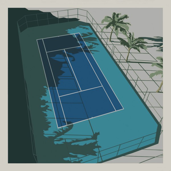 Mauro Baio "Court Blue Turquoise 4", 2021 - olio su tela, 100 x 100 cm