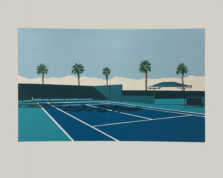 Mauro Baio "Court Blue Turquoise 8", 2021 - olio su tela, 96 x 120 cm
