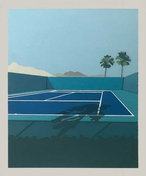 Mauro Baio "Court Blue Turquoise 9", 2021 - olio su tela, 90 x 70 cm