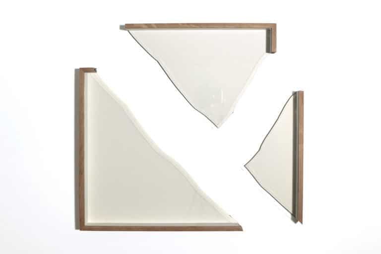 Pierre-Etienne Morelle | Cracked, 2019 | Glass, oak, peterboro, matboard, iron | variable size