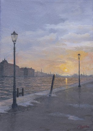 Tramonto a Venezia, 2021 - olio su tela - cm 35x25-2021