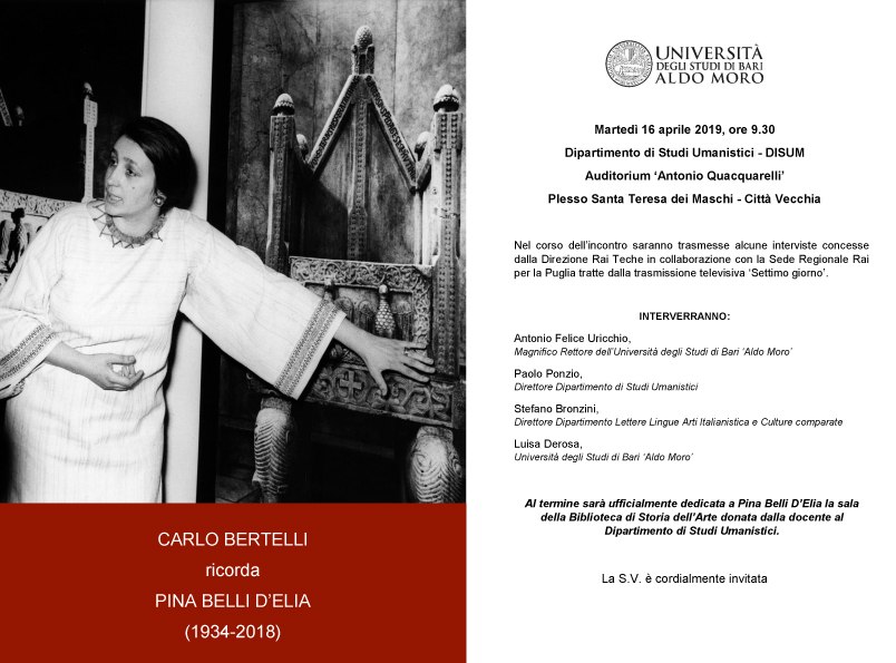 CARLO BERTELLI RICORDA PINA BELLI D’ELIA PINA BELLI D’ELIA