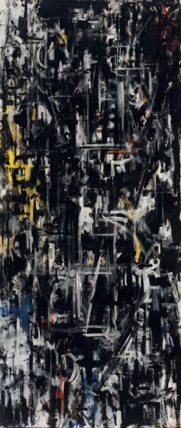 Emilio Vedova, Vie del mondo, 1953, tempera su tela, cm. 210x90. CAMeC La Spezia, collezione Premio del Golfo. Ph. Enrico Amici Emilio Vedova, Vie del mondo, 1953, tempera su tela, cm. 210x90. CAMeC La Spezia, collezione Premio del Golfo. Ph. Enrico Amici