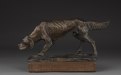 Antonio Ligabue, Cane setter, scultura in bronzo, cm. 15,5x35x9, esemplare 1214, Fonderia artistica Valcamonica & Visigalli di Milano