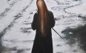 Omar Galliani, Cavaliere dell'ellissi, 1986, olio su tela, cm 270x178