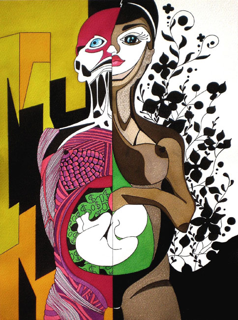 “REBIRTH OF HUMANITY – tribute of KEITH HARING” – Alessia Brozzetti – watercolor – 12″x16″ – 2012