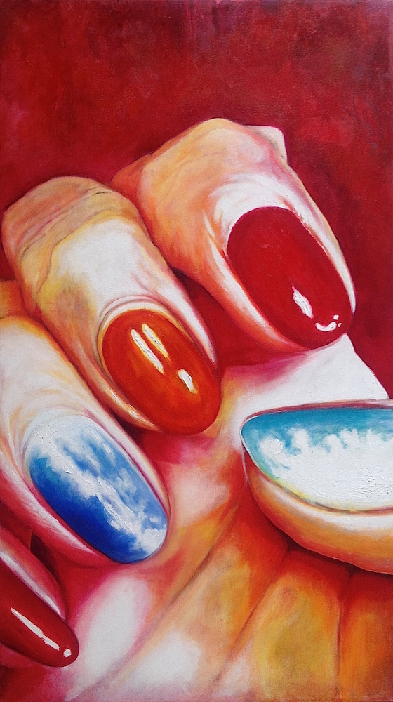 “Smalto colorato”  40×70 olio su tela 2014