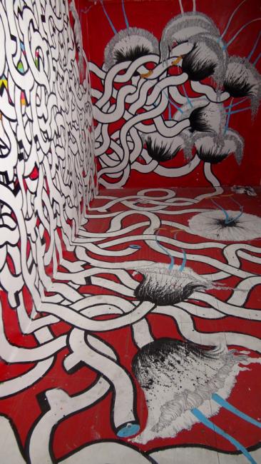 Noumeda Carbone Live painting – work in progress – Castro Street Art Project – Old Jaffa, Tel Aviv